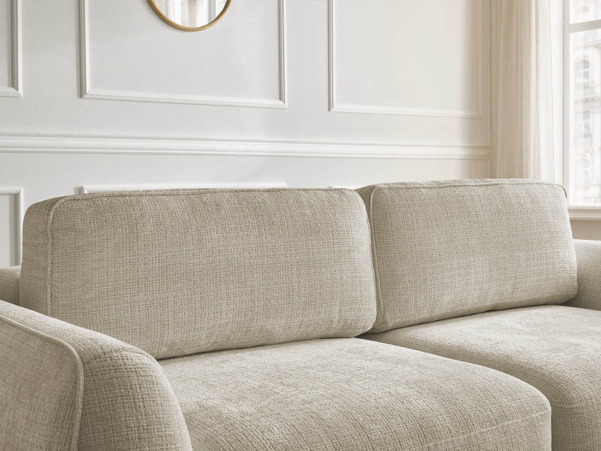 Bobochic Denise Schlafsofa 3-Sitzer mit Bettkasten Strukturstoff Beige