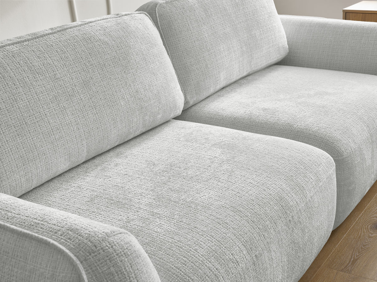 Bobochic Denise Schlafsofa 3-Sitzer mit Bettkasten Strukturstoff Hellgrau
