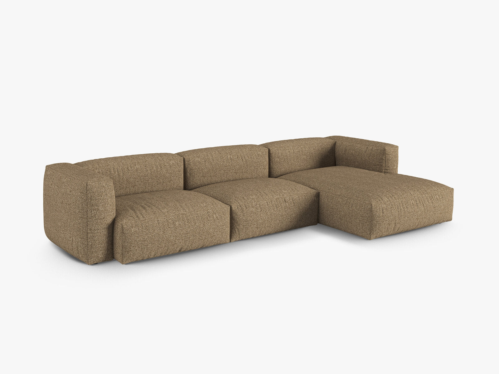 Micadoni Ecksofa Martina 3-Sitzer 90cm Sitztiefe Rechts Boucle Monet Cappuccino
