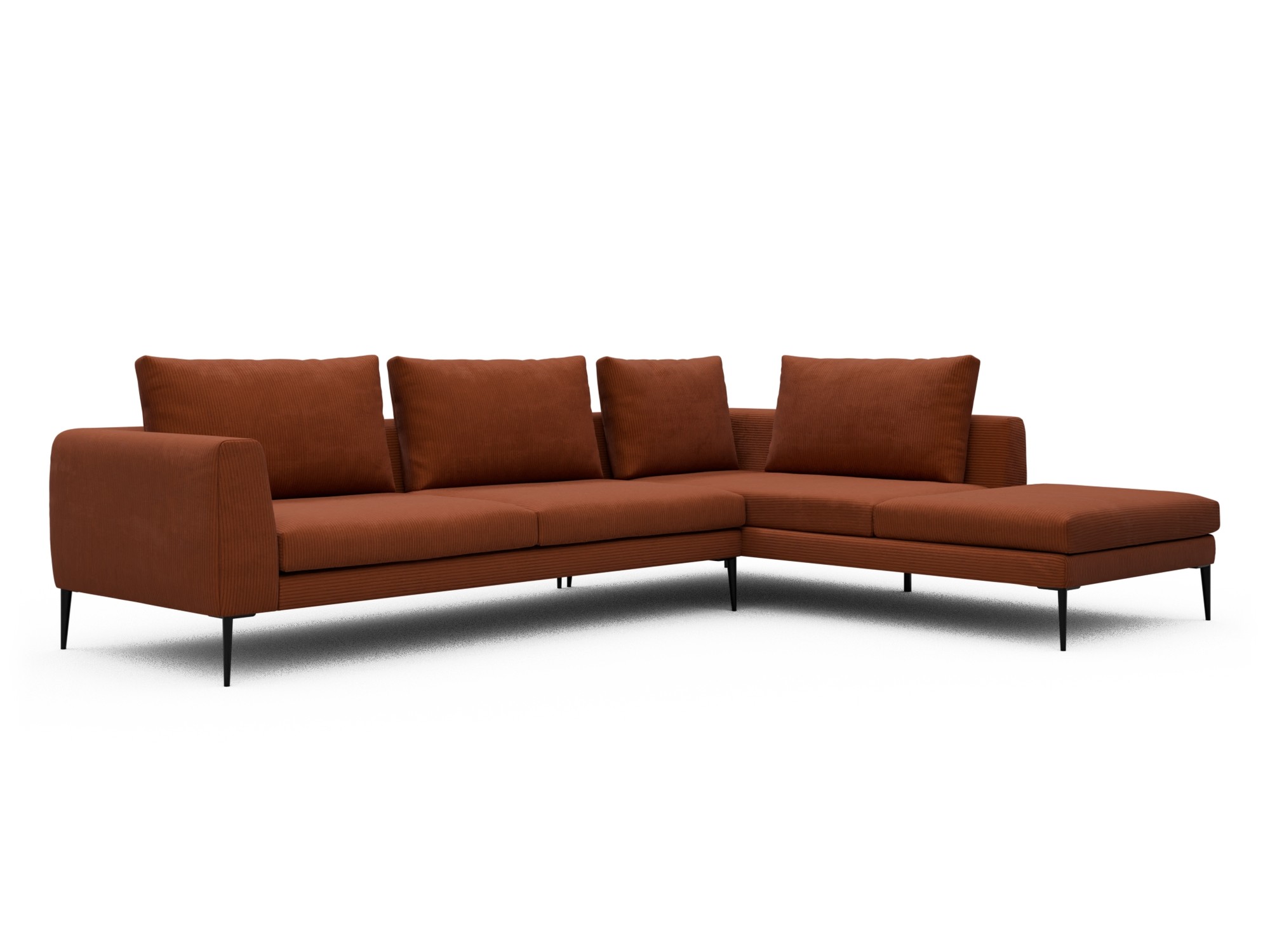 Skandi Home Ecksofa Paul Relax-Ecke rechts mit 3-Sitzer Corduroy-Burnt-Orange moebelfaktor