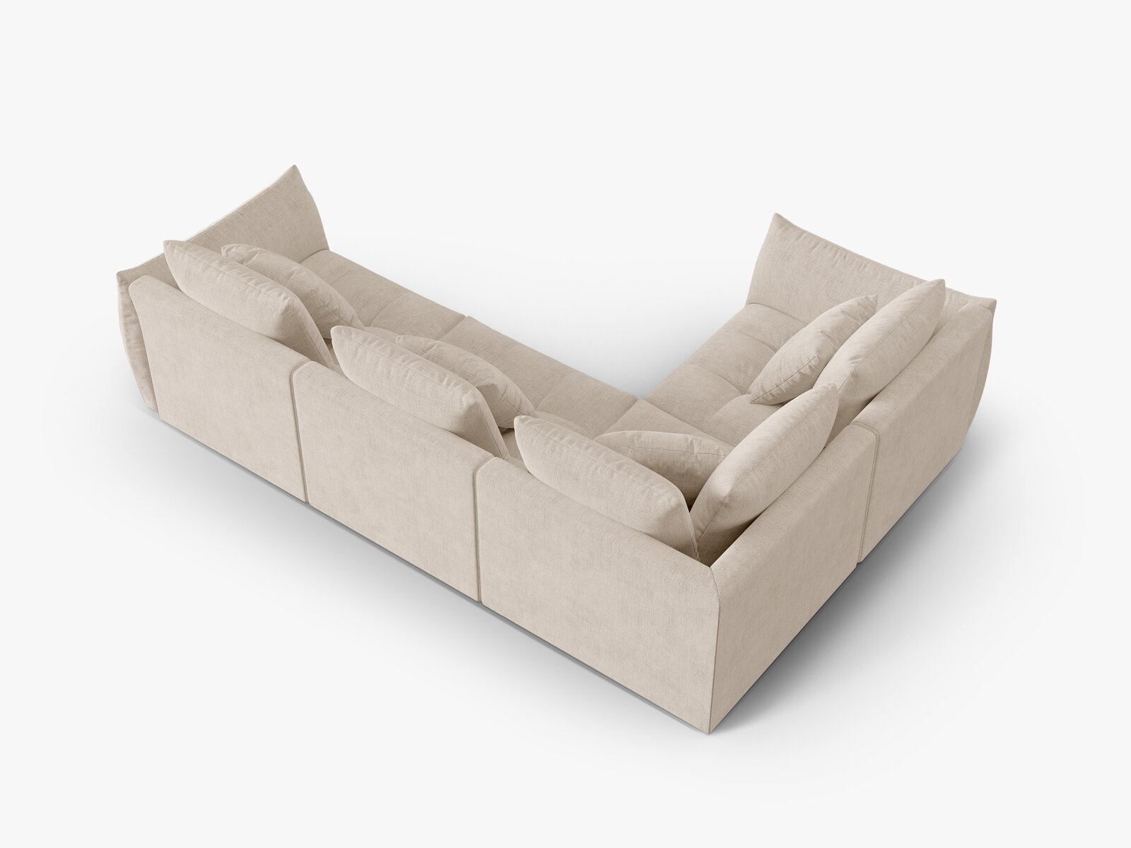 Micadoni Ecksofa Bloom 4-Sitzer Strukturierter Stoff Wind Helles Beige Links