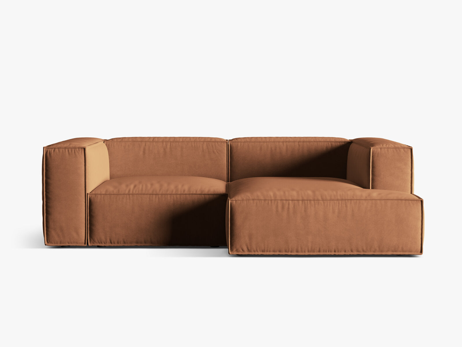 Micadoni Ecksofa Nuria 3-Sitzer Rechts Samt Honig