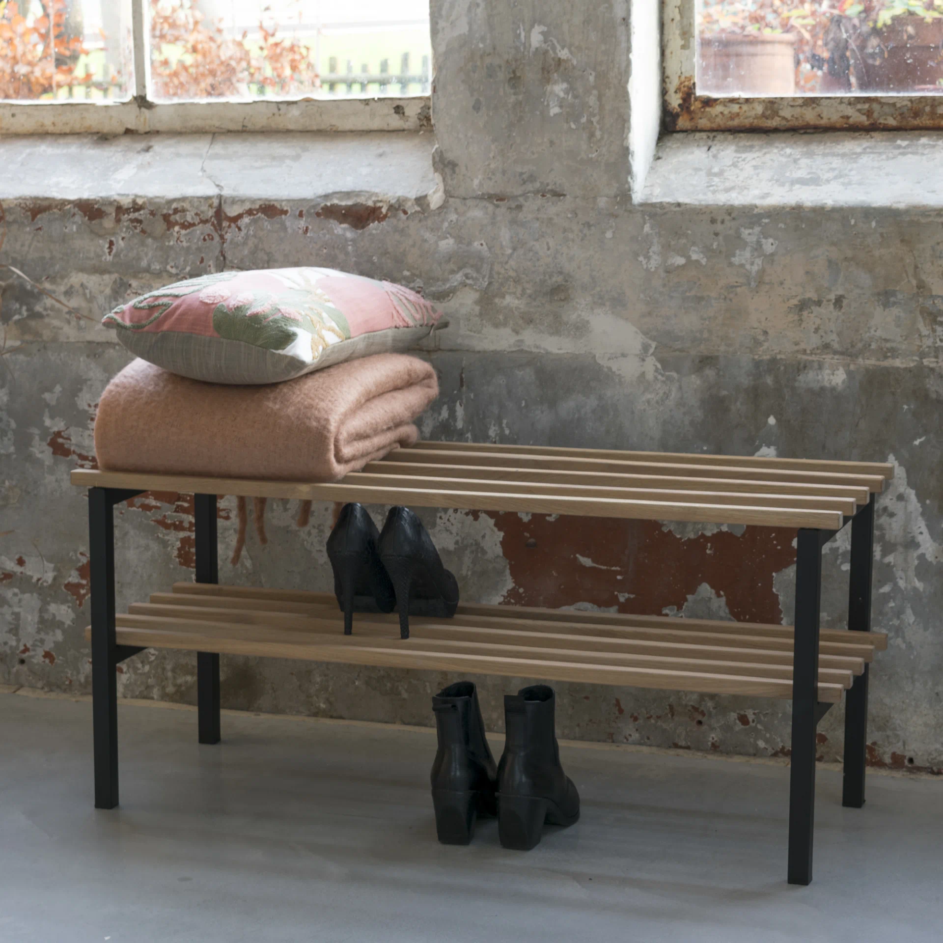 Spinder Design RIZZO BENCH Schuhregal - Schwarz / Eiche