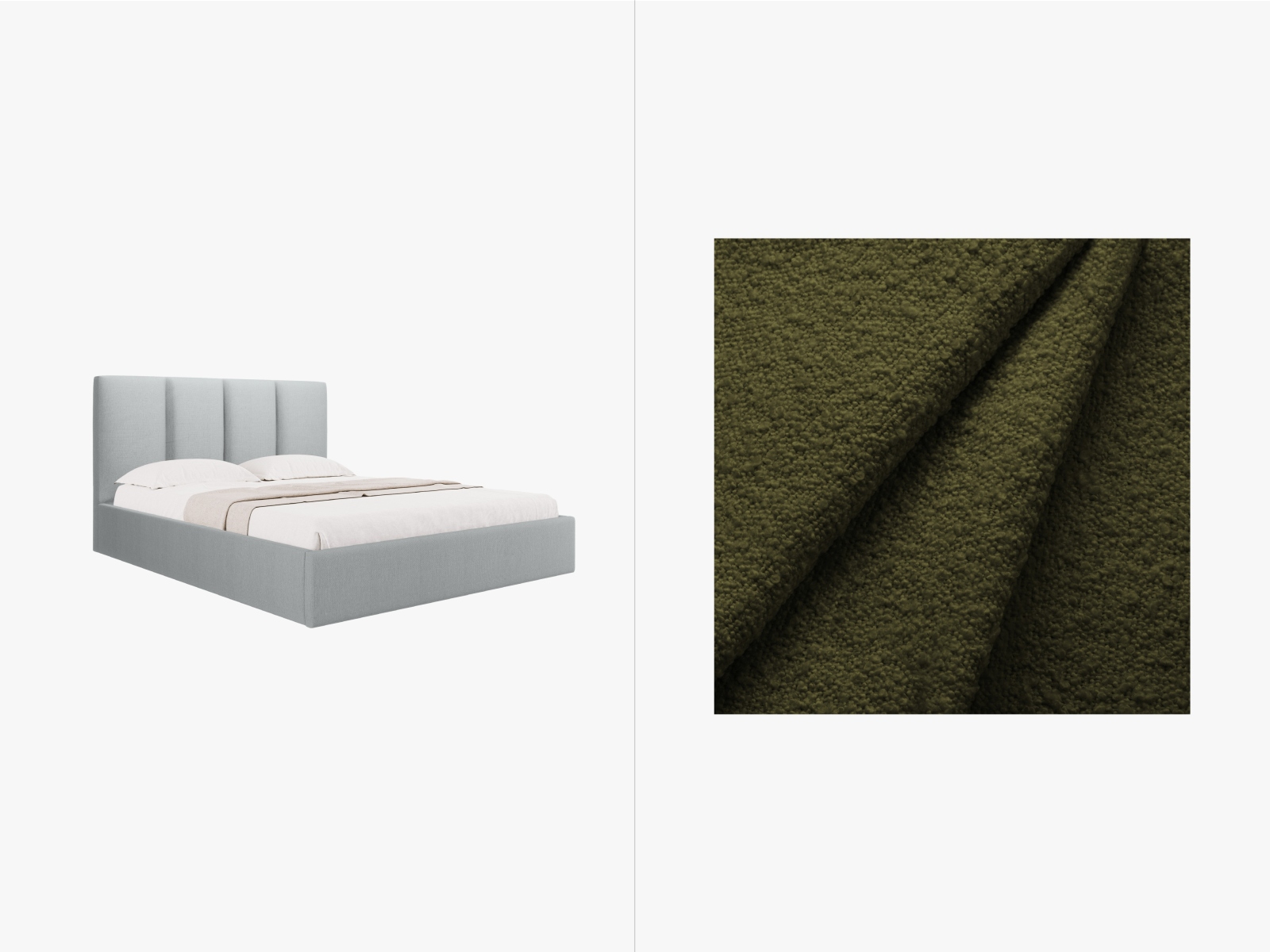 Micadoni Bett Pyla Boucle Dunkel-Olivgrün 140x200