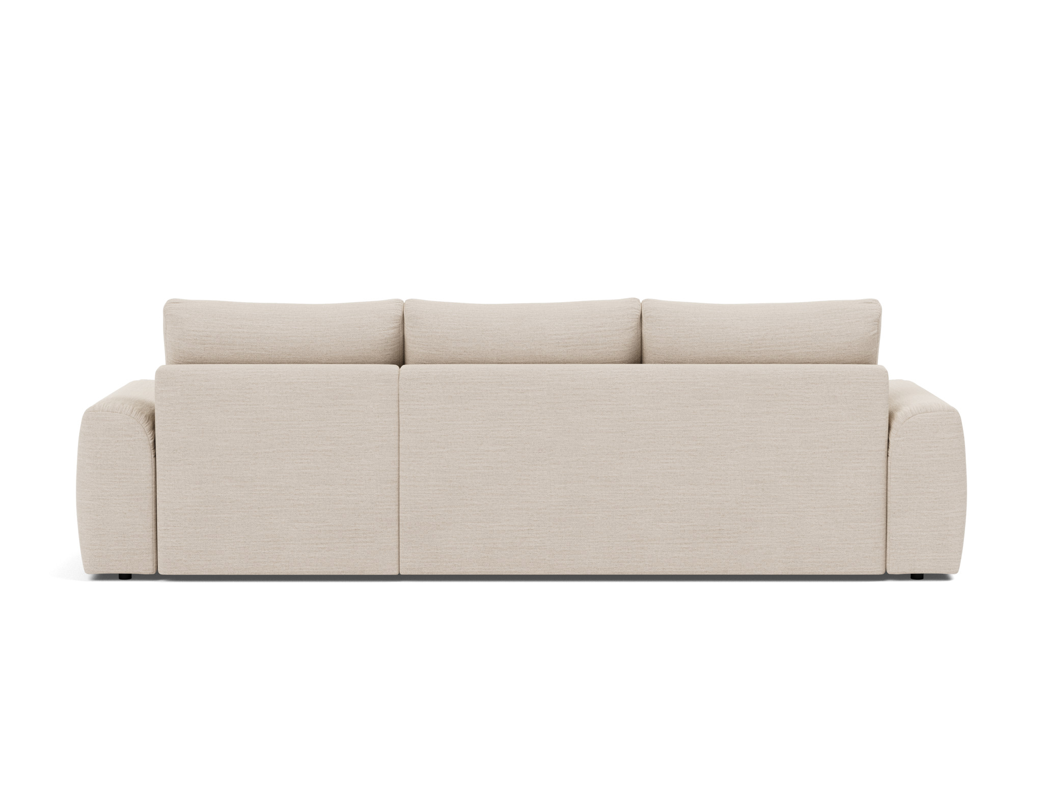 Schlafsofa Norum mit Chaiselongue und Chunky-Armlehnen Webstoff Blida 612-Sand-Grey