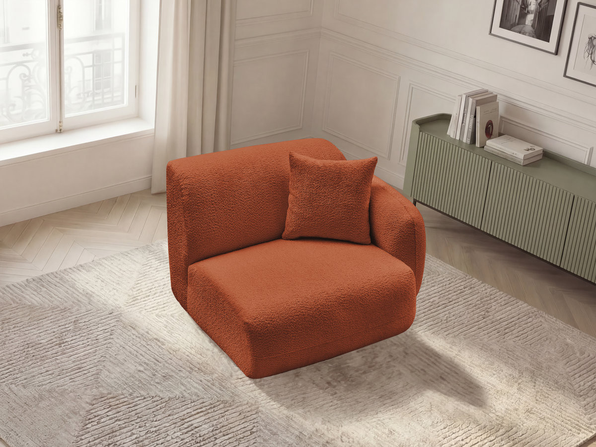 Bobochic Anda Sofamodul 1-Sitzer 104 × 103 cm Chenille Orange Ecke rechts