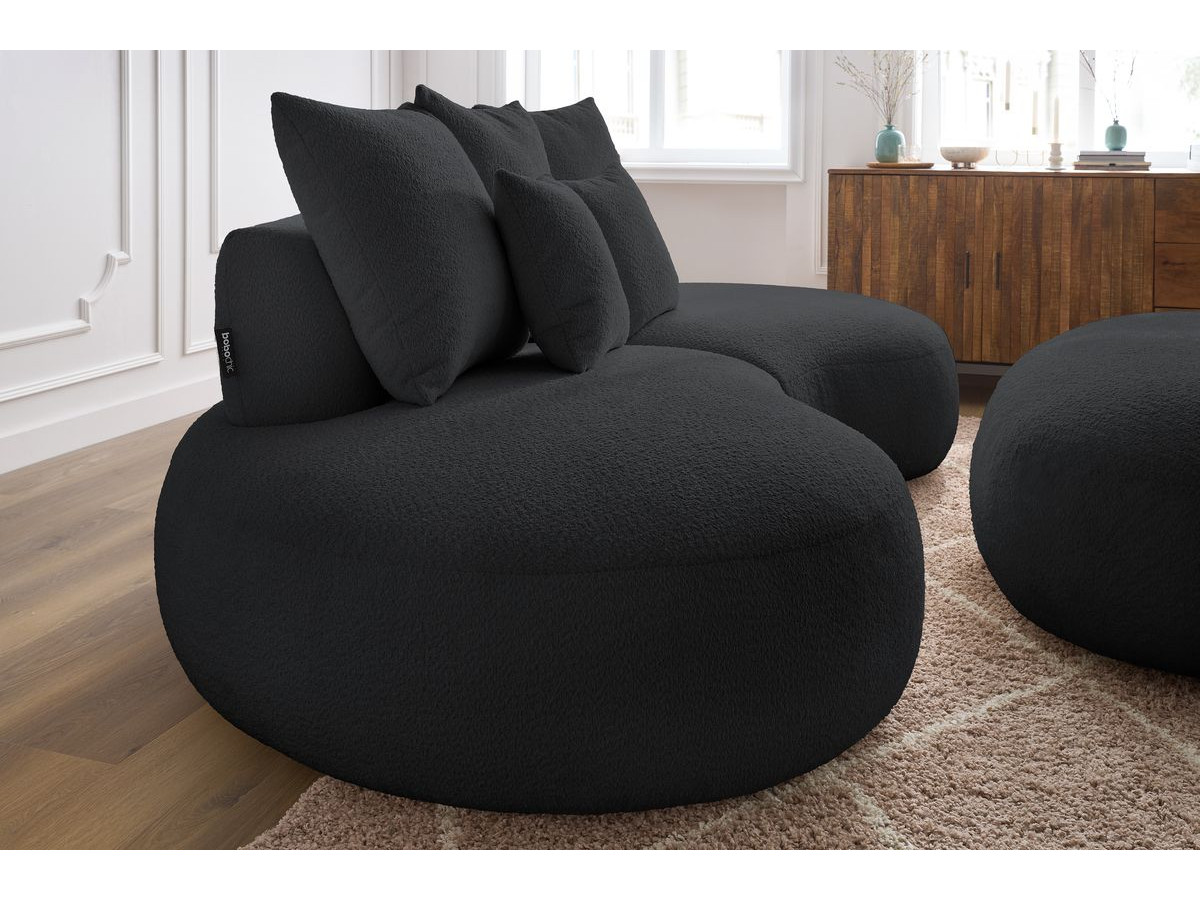 Bobochic Saint-germain Sofa 5-Sitzer mit Pouf Bouclé-Stoff Dunkelgrau