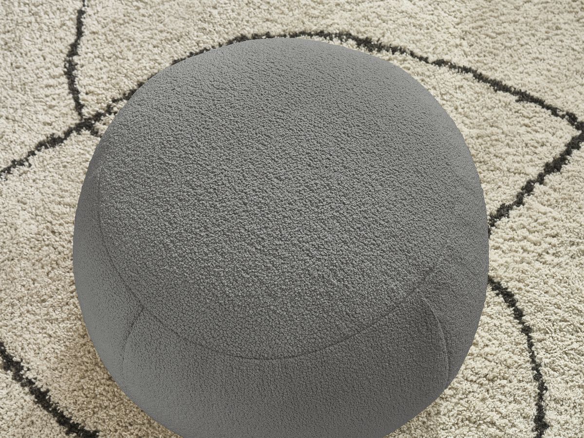 Bobochic Hayden Pouf, rund Bouclé-Stoff Dunkelgrau, 60 cm