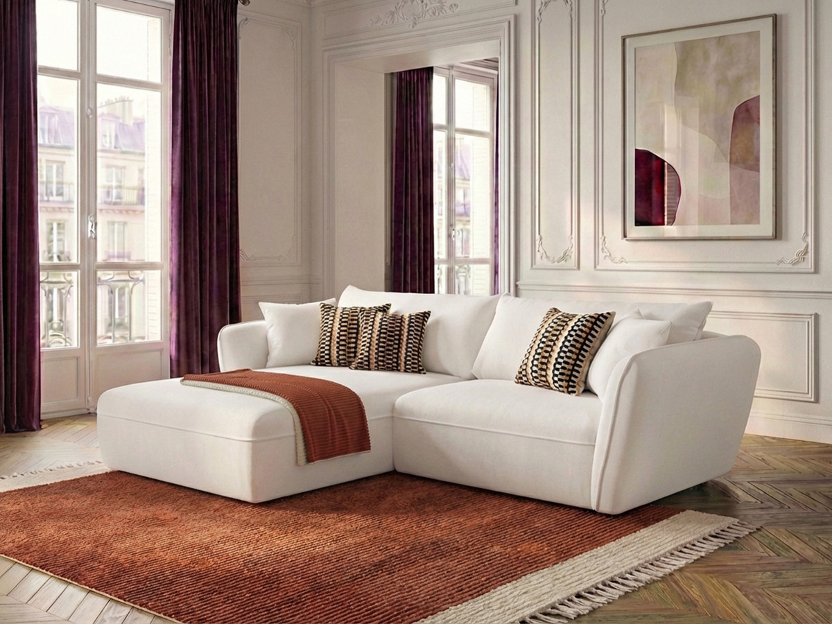 Bobochic Luigi Ecksofa Strukturstoff Weiß Ecke links