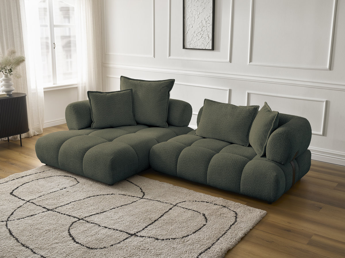 Bobochic Alya Ecksofa Bouclé-Stoff Grün Ecke links