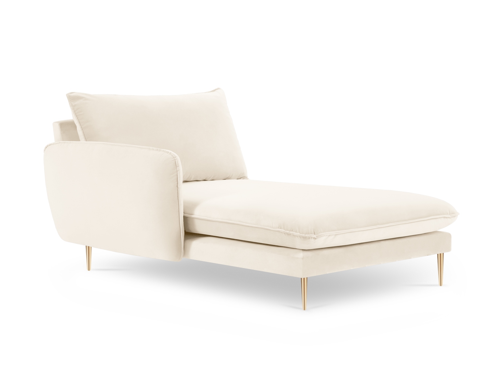 Cosmopolitan Design Chaiselongue Vienna Samt Bluvel Helles Beige Links Beine Gold