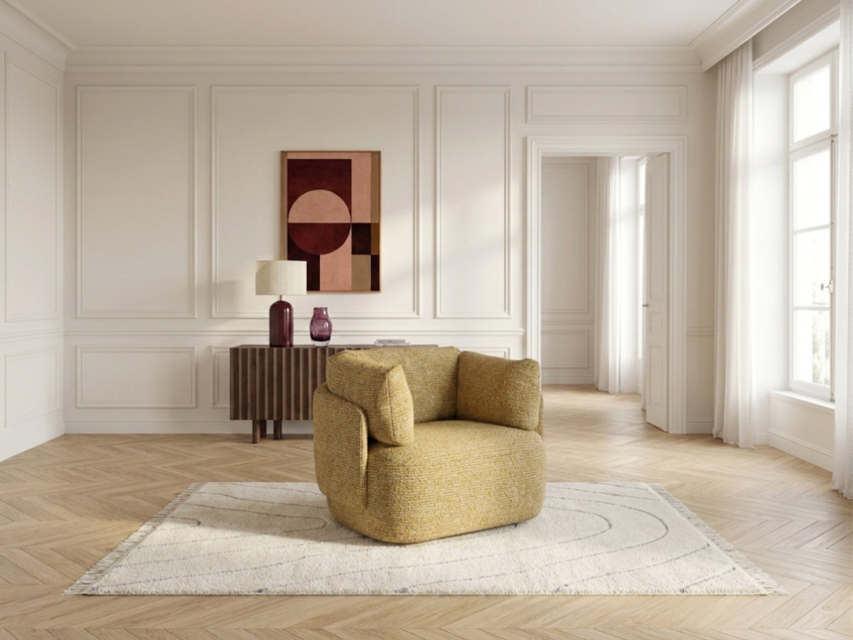 Bobochic Mario Sessel Melange-Stoff Gelb