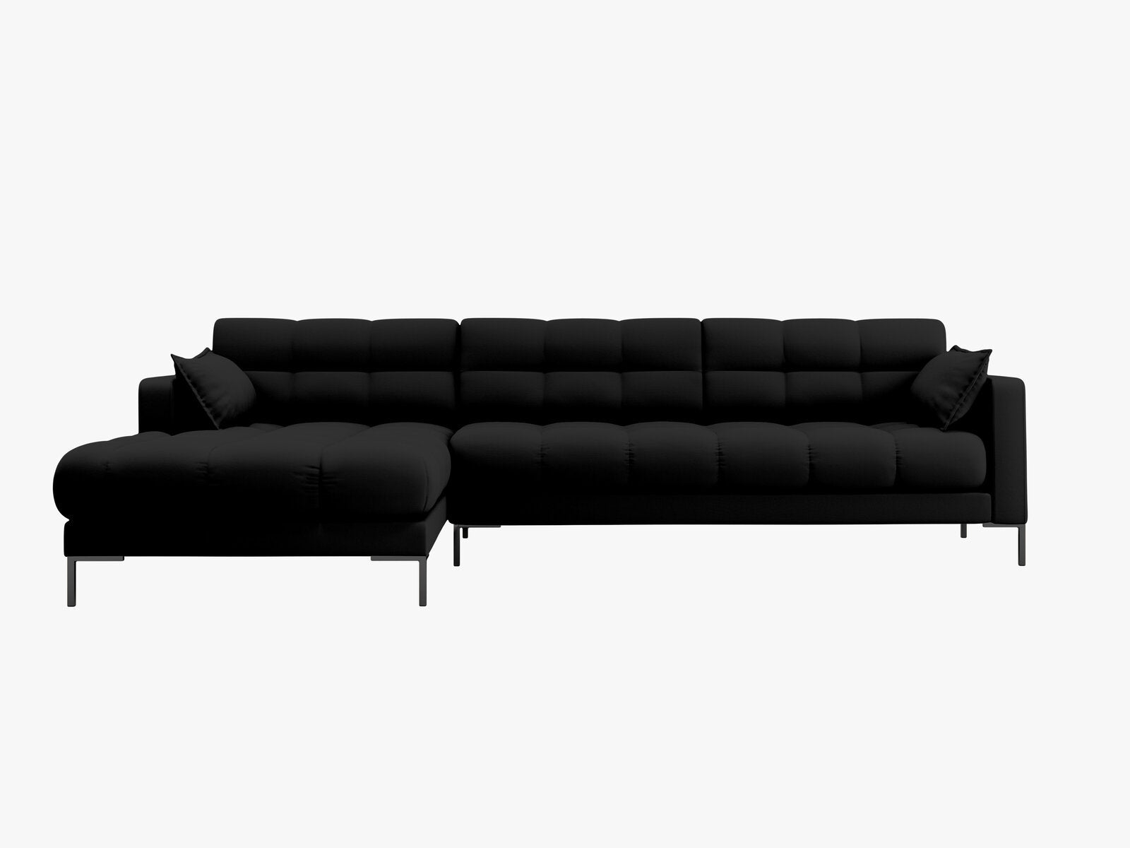 Micadoni Ecksofa Mamaia 5-Sitzer Links Strukturierter Stoff Neve Schwarz schwarze Beine