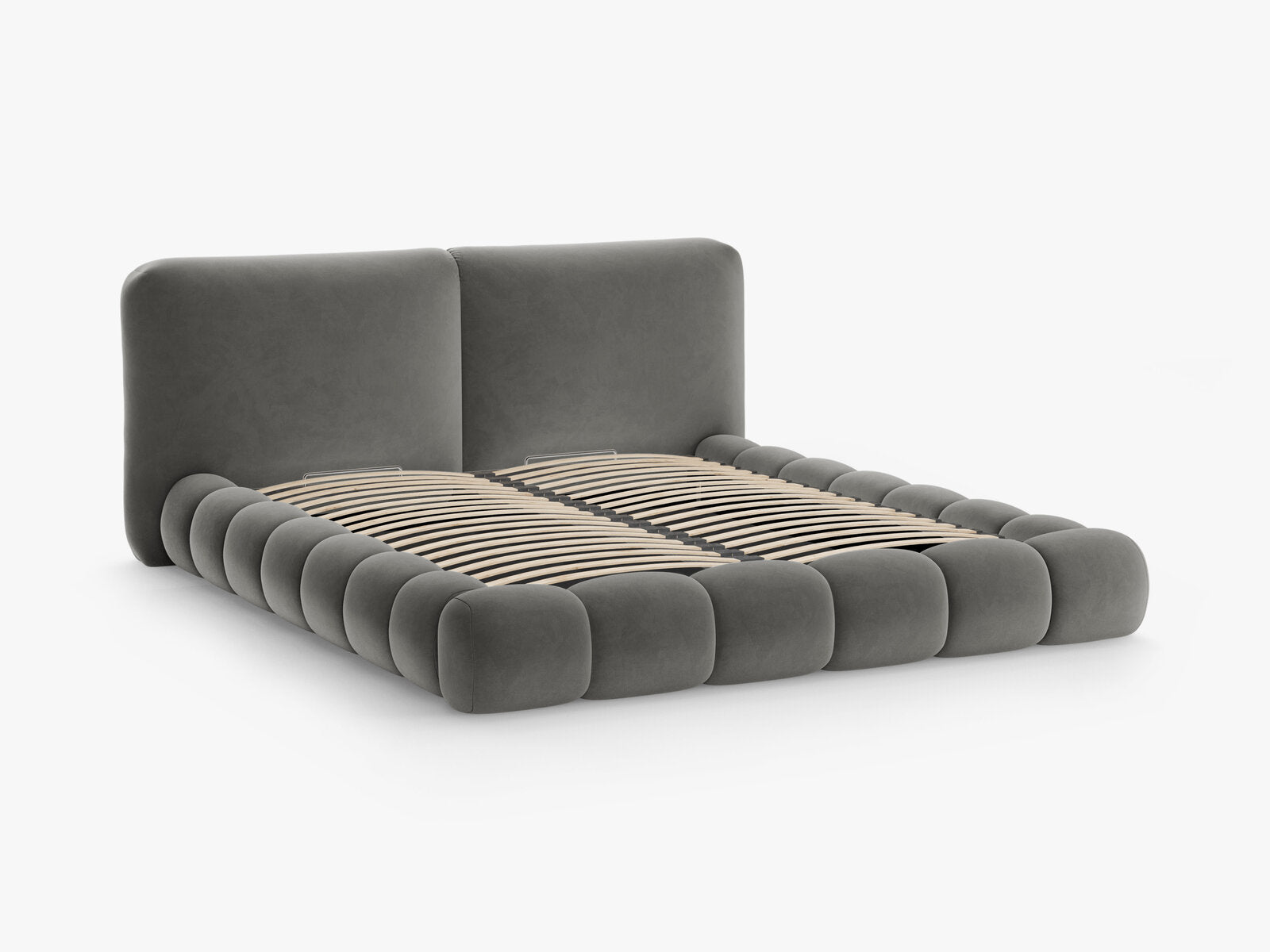 Micadoni Stauraumbett mit Kopfteil Solange Samt Magic Velvet Dunkelgrau 200x200