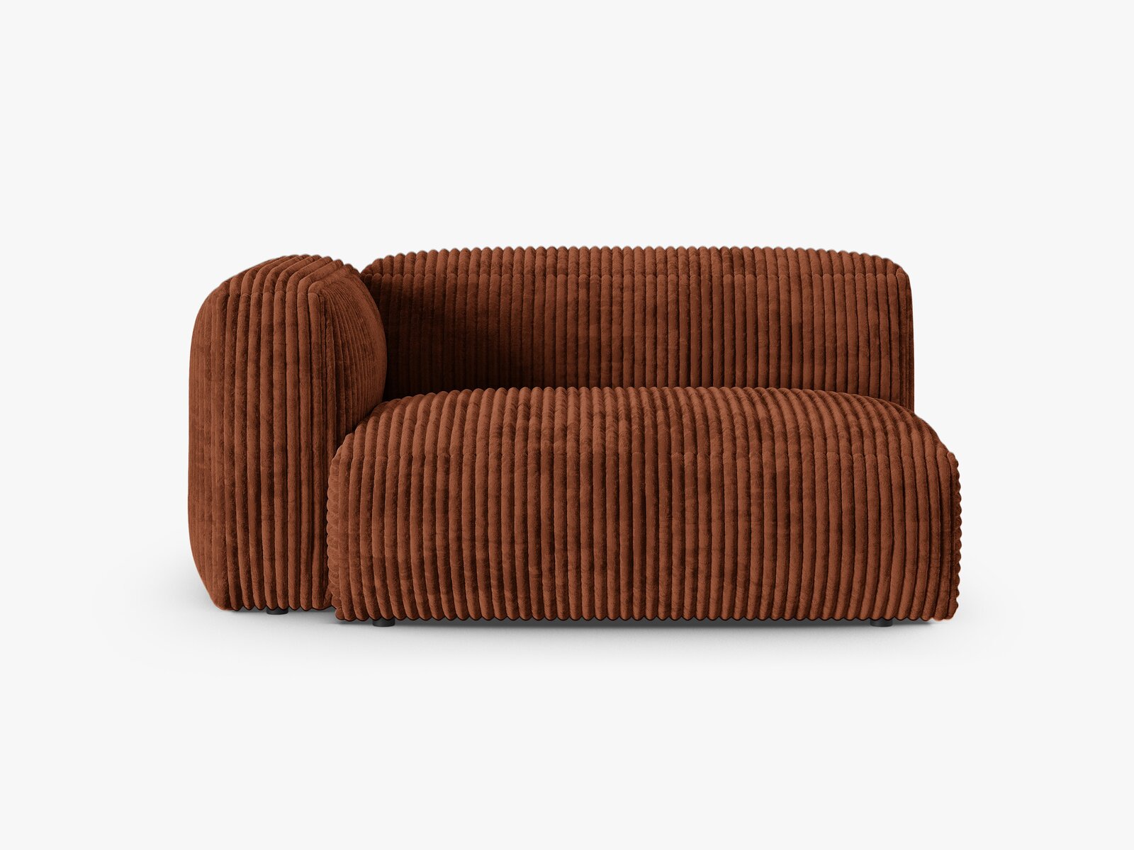 Micadoni Eckmodul mit Armlehne Martina 1-Sitzer Groß 90cm Sitztiefe Links Kord Tilia Ziegel