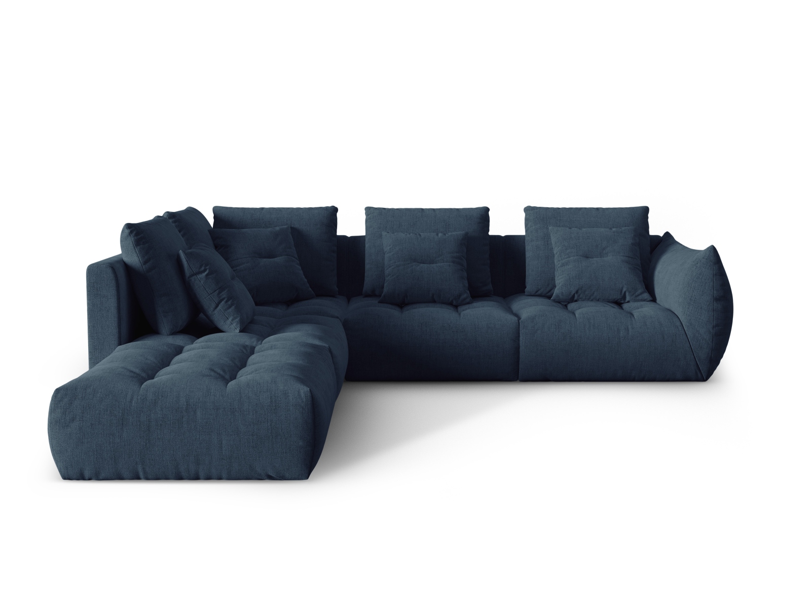 Micadoni Ecksofa Bloom 5-Sitzer Links Strukturierter Stoff Dunkelblau
