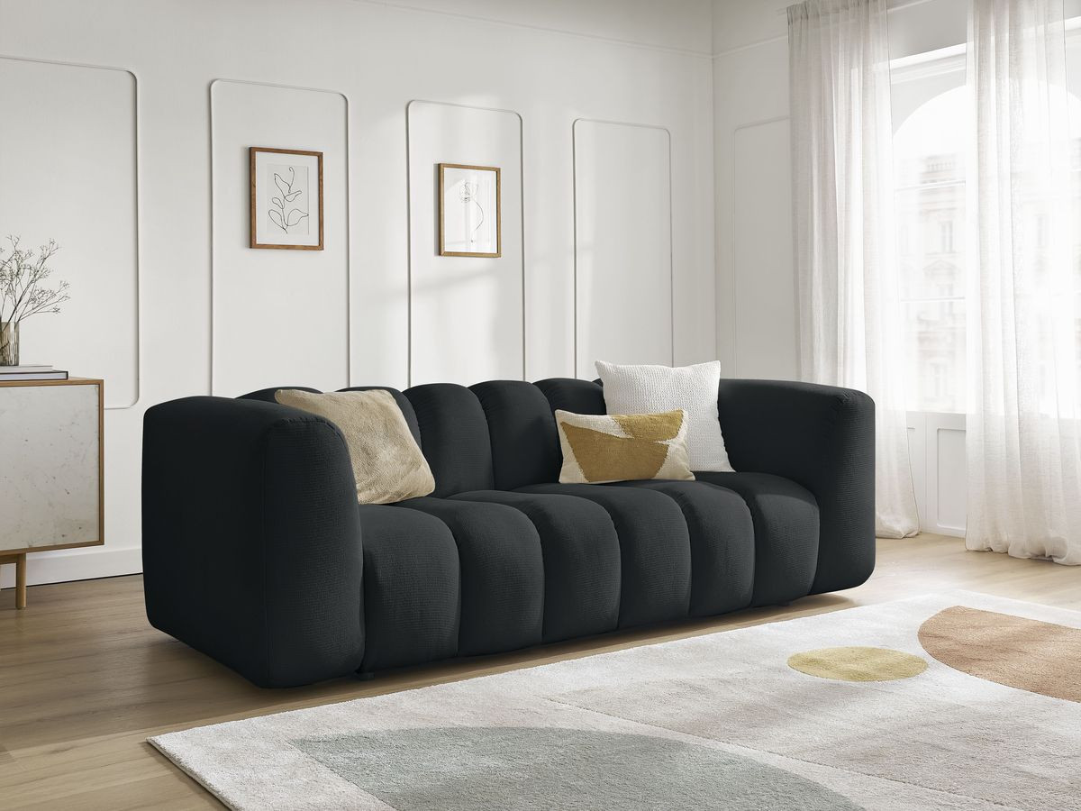 Bobochic Talia Sofa 3-Sitzer Melange-Stoff Schwarz