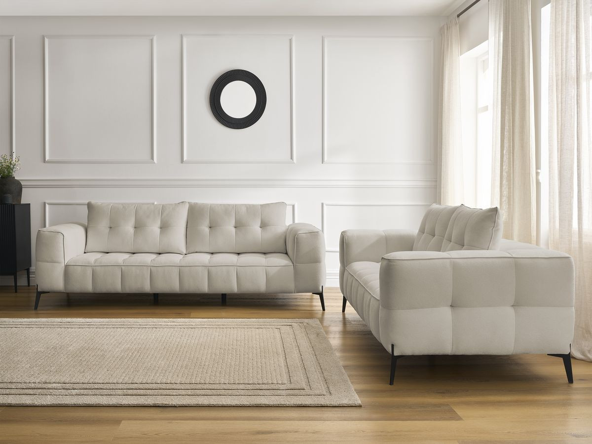 Bobochic Anis Sofa-Set 3- und 2-Sitzer Strukturstoff Beige