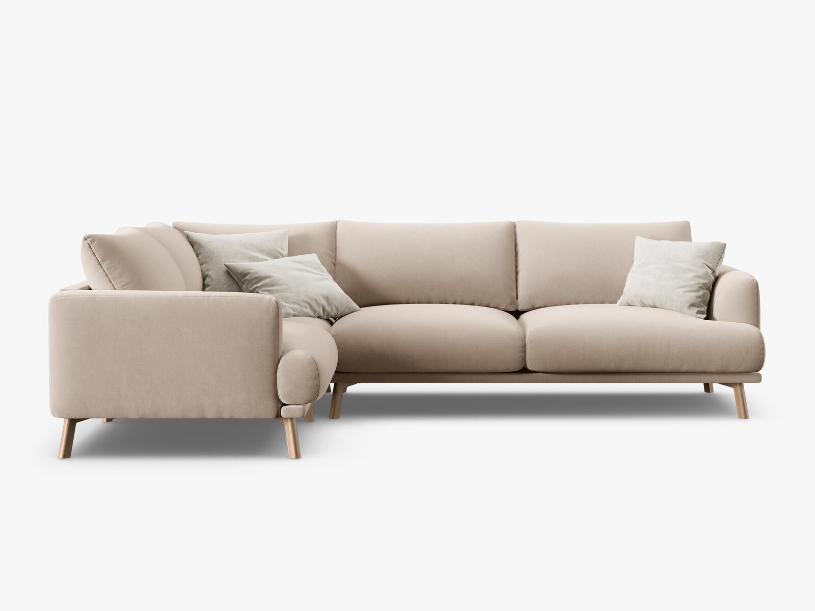 Micadoni Ecksofa Naomi 4-Sitzer große Version Links Samt Salvador Beige