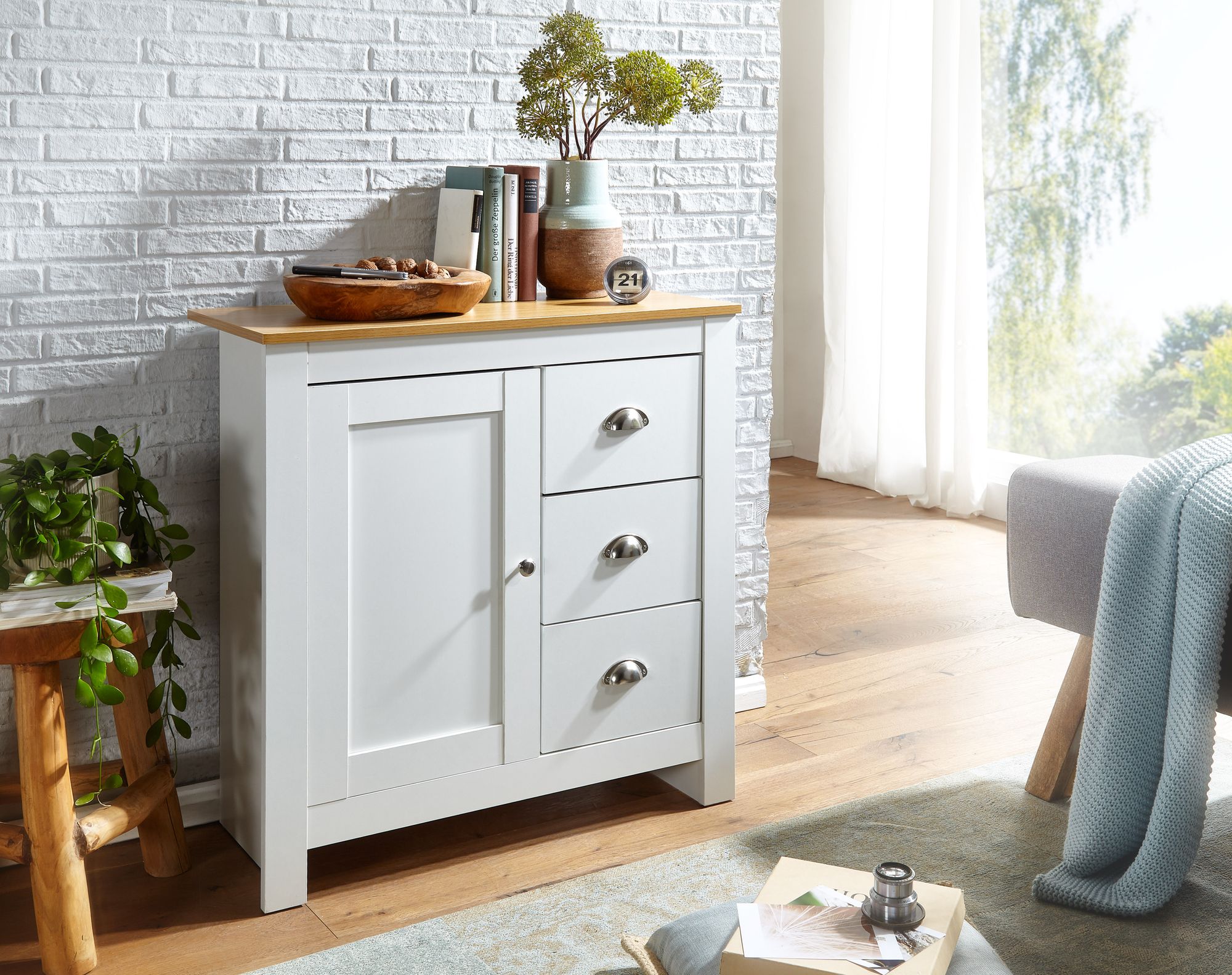 Kommode Budir Weiß 79 × 35 × 81 cm