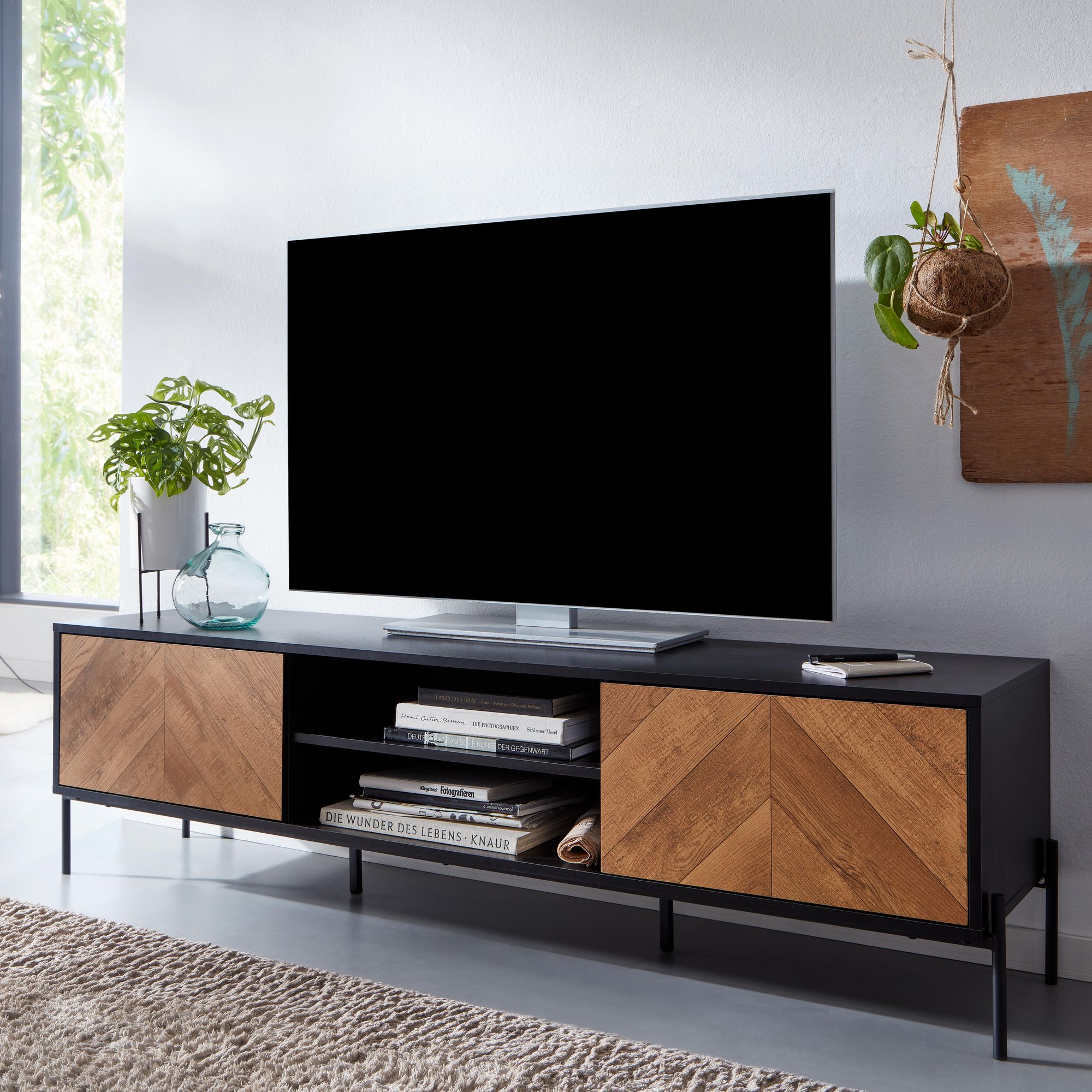 TV-Board Anholt Schwarz 163 × 40 × 45 cm