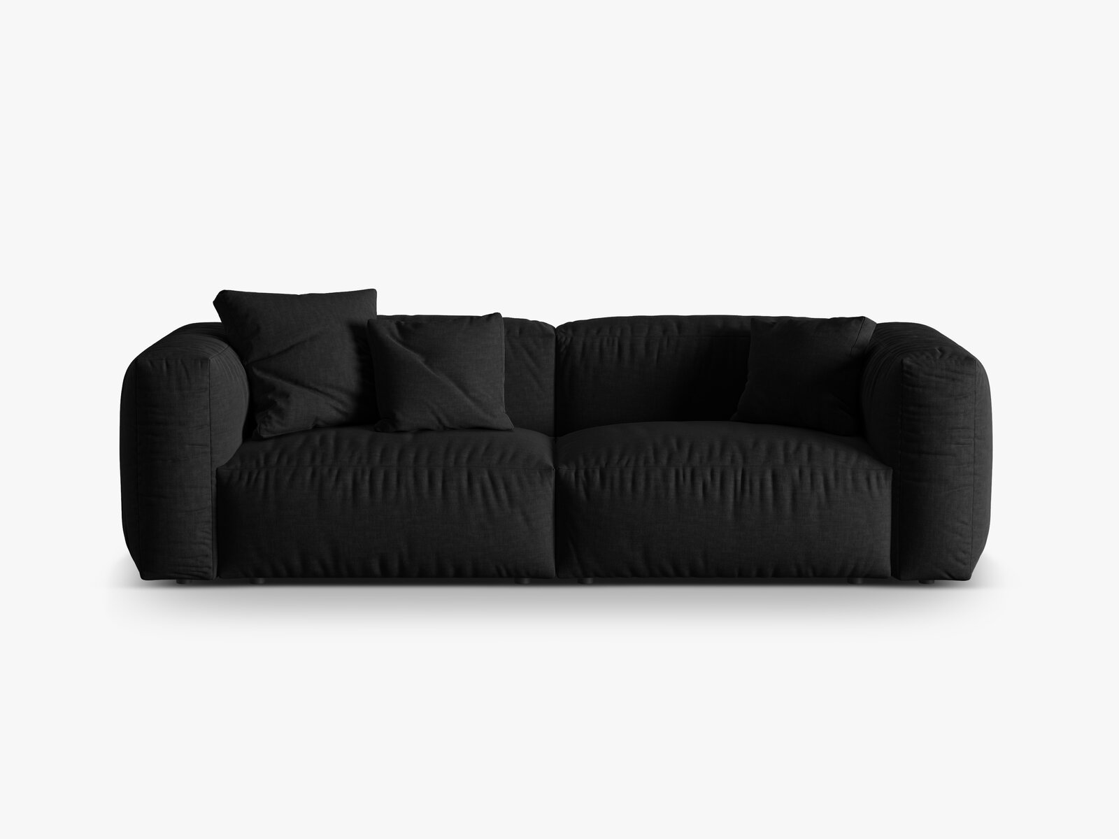 Micadoni Sofa Martina 3-Sitzer Strukturierter Stoff Boston Schwarz