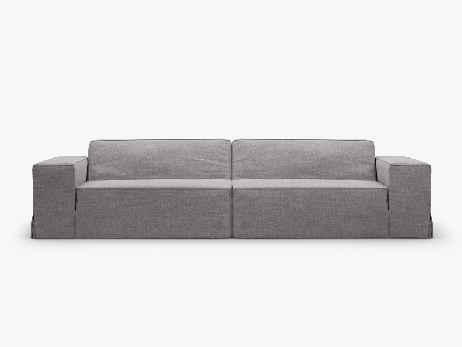 Micadoni Sofa Ersatzbezug Jodie 4-Sitzer Strukturierter Stoff Lins Warmes Grau