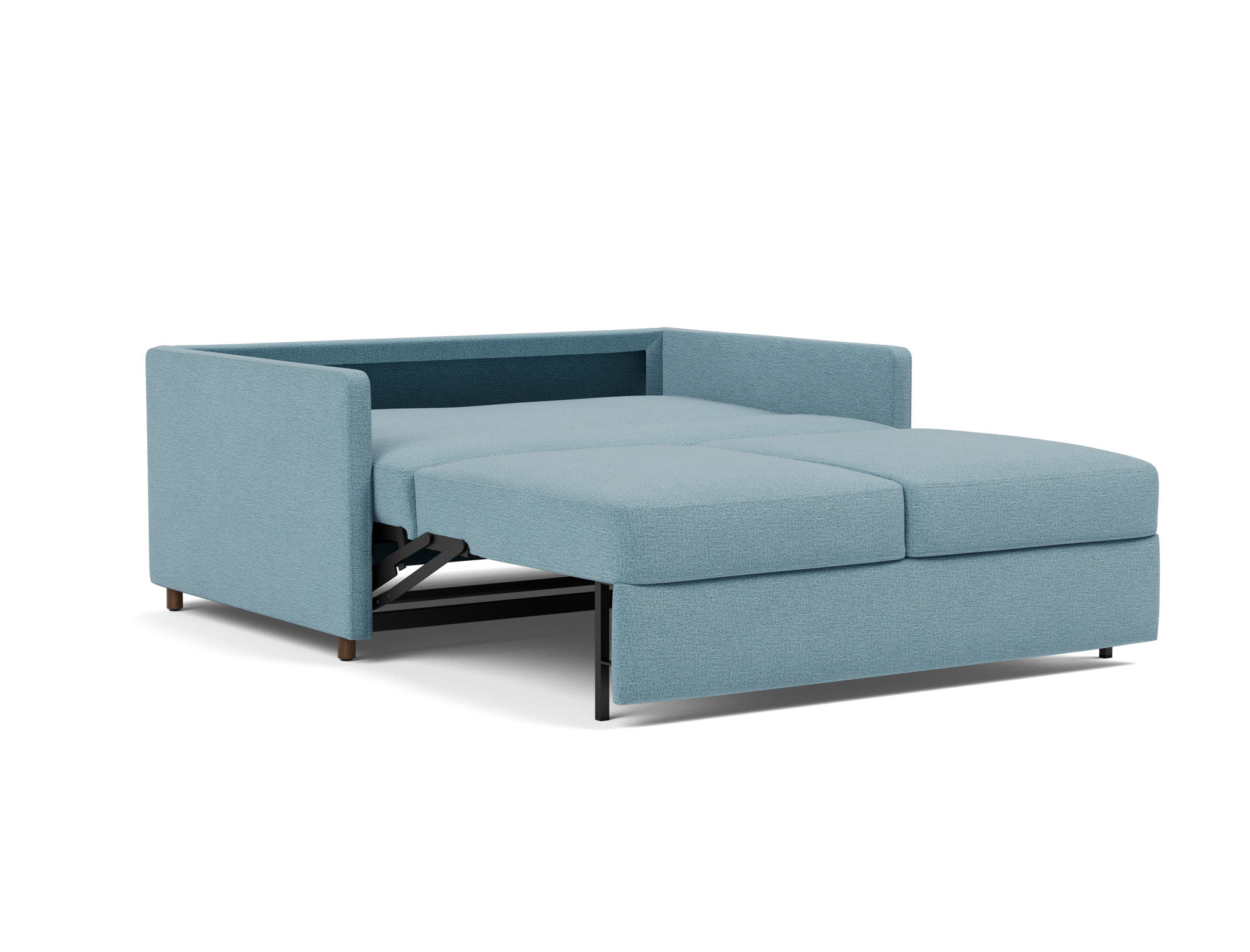 Schlafsofa Neah mit Slim-Armlehnen 140 Flachgewebe Mixed Dance 525-Light-Blue