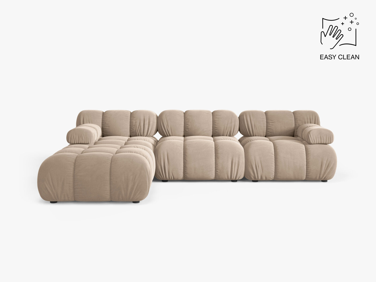 Micadoni Modulares Sofa Bellis 4-Sitzer mit flachem Modul Samt Venus Beige