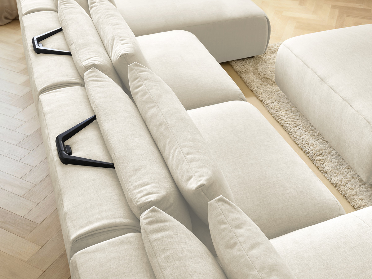 Bobochic Jana Wohnlandschaft mit großem Pouf Samt Beige