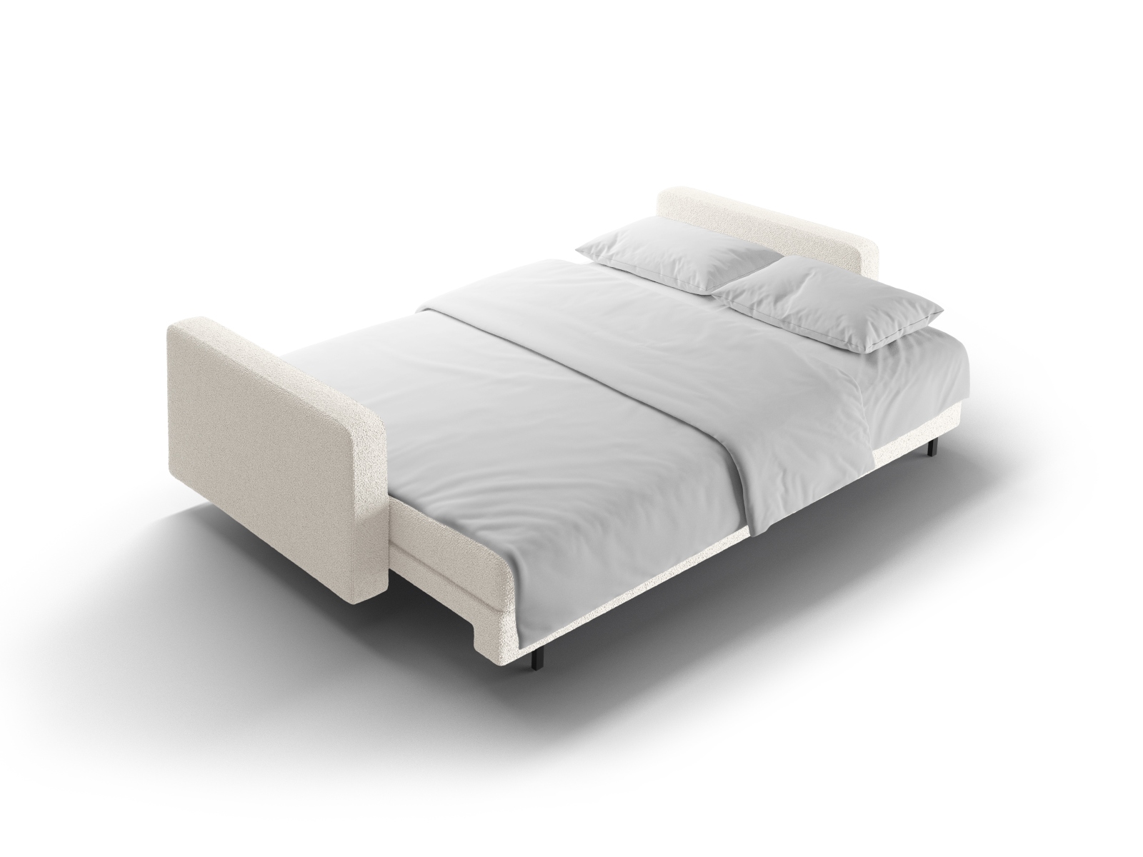 Cosmopolitan Design Schlafsofa Bali 3-Sitzer mit Bettkasten Boucle Baloo Weiß