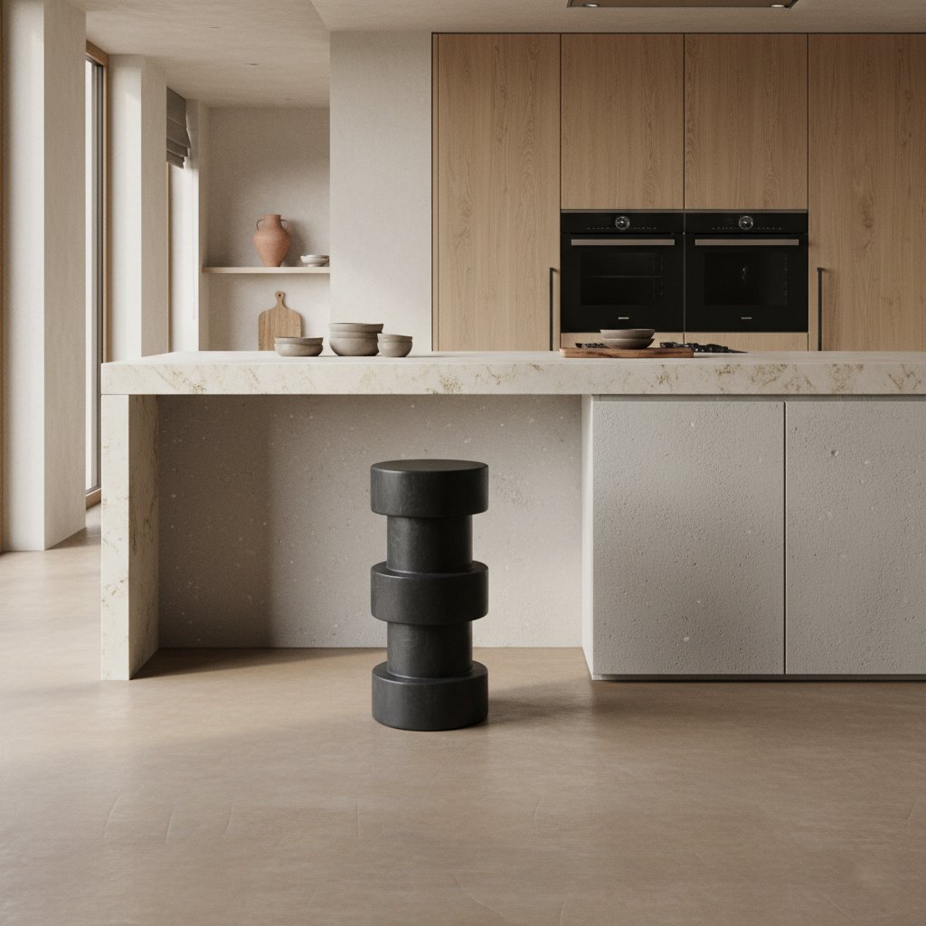Raw Materials Forma Barhocker aus Teakholz Totoma schwarz