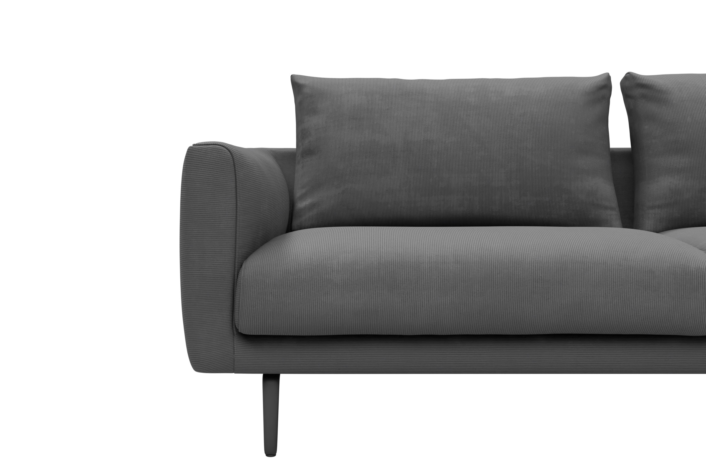 Ecksofa Karl Chaiselongue rechts mit 2,5-Sitzer Cordufine-Grey