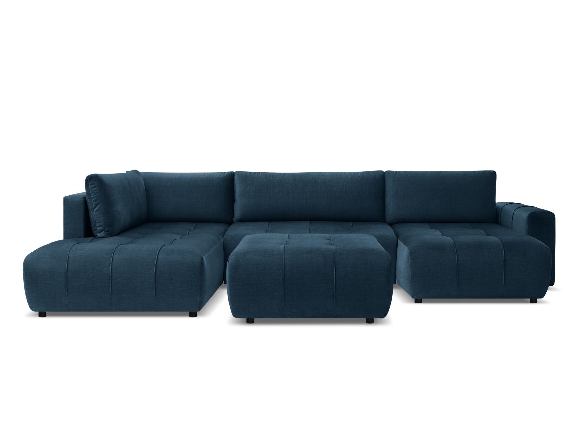 Bobochic Arsene Wohnlandschaft mit Pouf Samt Blau Ecke rechts