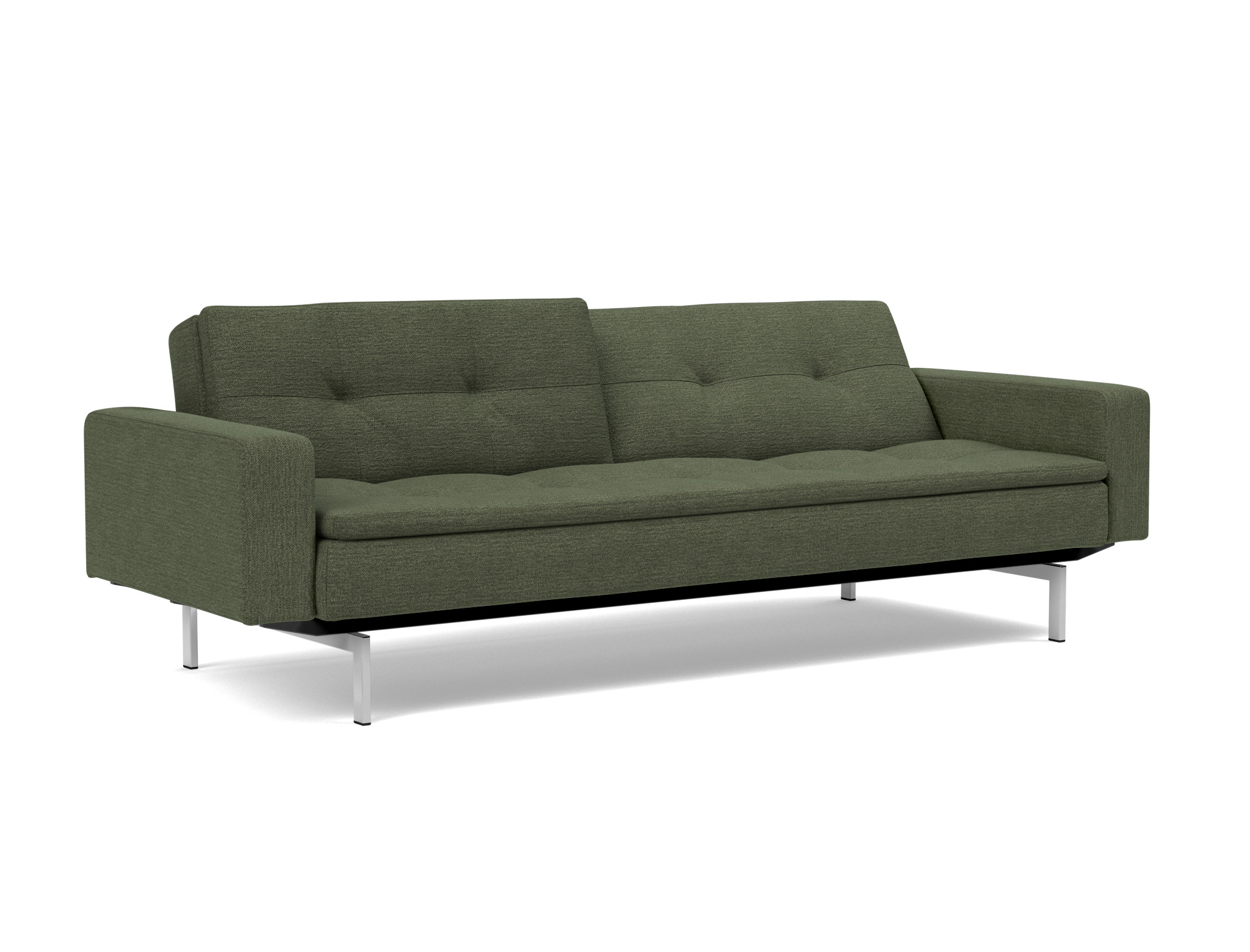 Schlafsofa Dublexo mit Armlehnen Strukturierter Stoff Taura 353-Forest Beine Chrom