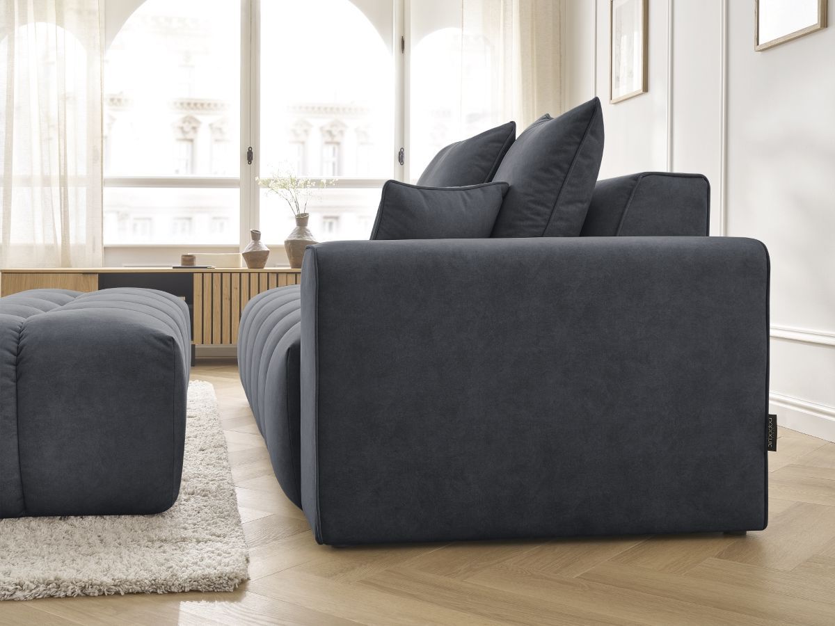 Bobochic Mont-blanc Sofa 5-Sitzer mit Pouf Samt Dunkelgrau Armlehne rechts