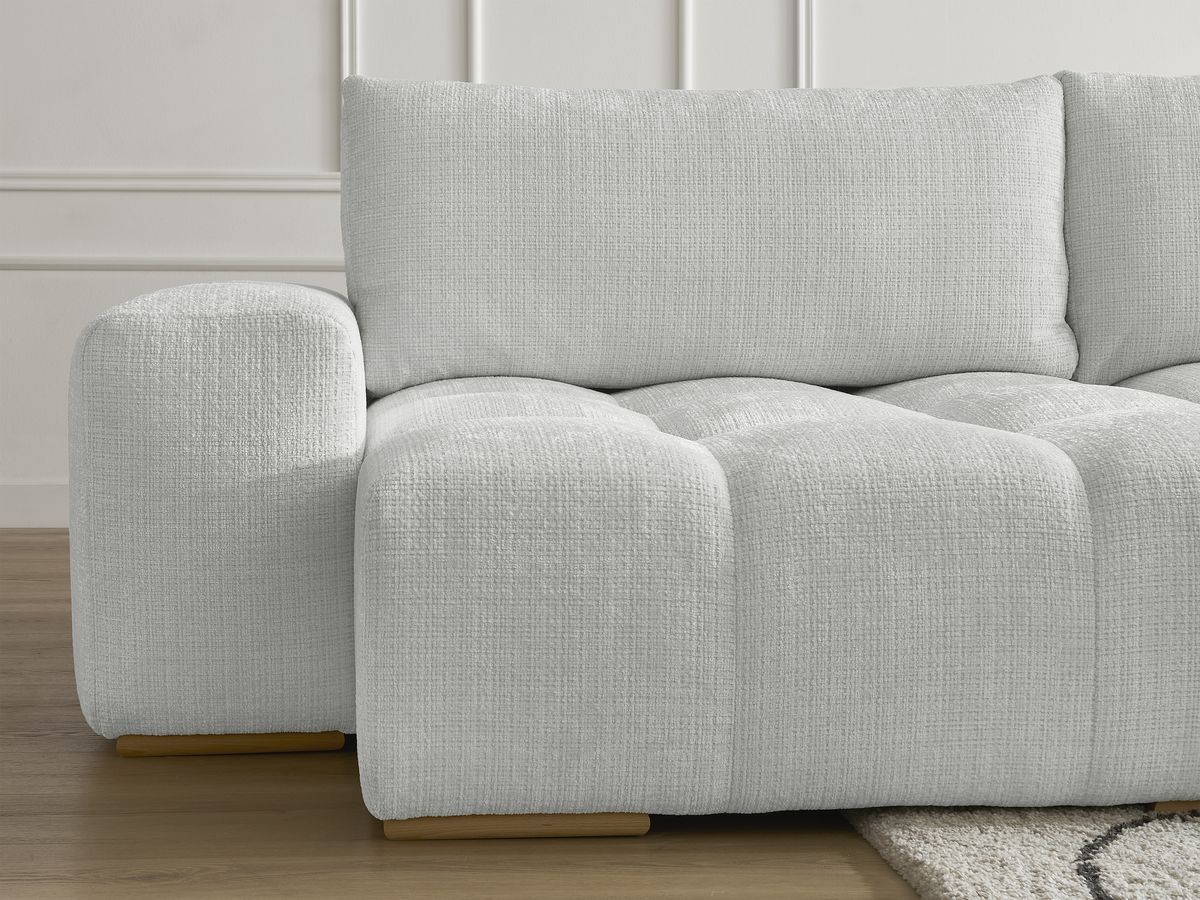 Bobochic Anakin Wohnlandschaft, Liegefläche 137 × 382 cm, 3 Kissen Strukturstoff Hellgrau