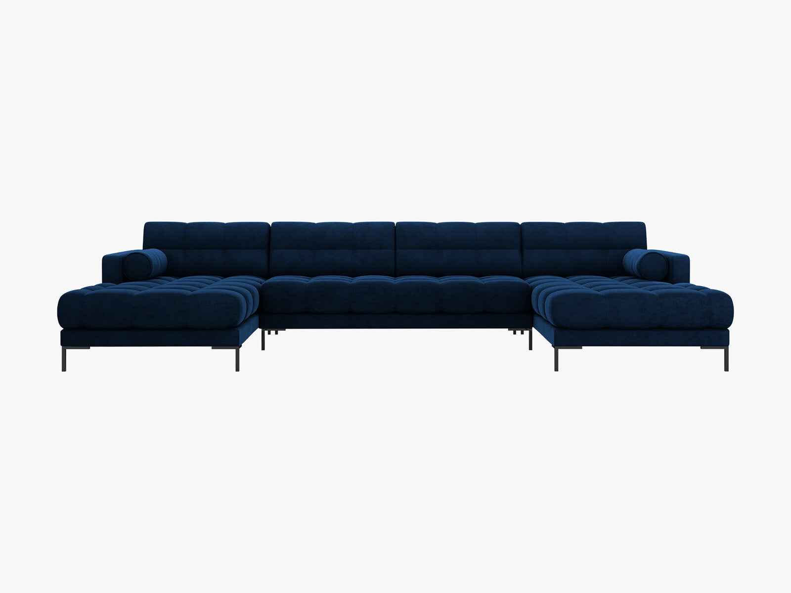 Micadoni Panorama-Sofa Mamaia 6-Sitzer Samt Bluvel Königsblau schwarze Beine