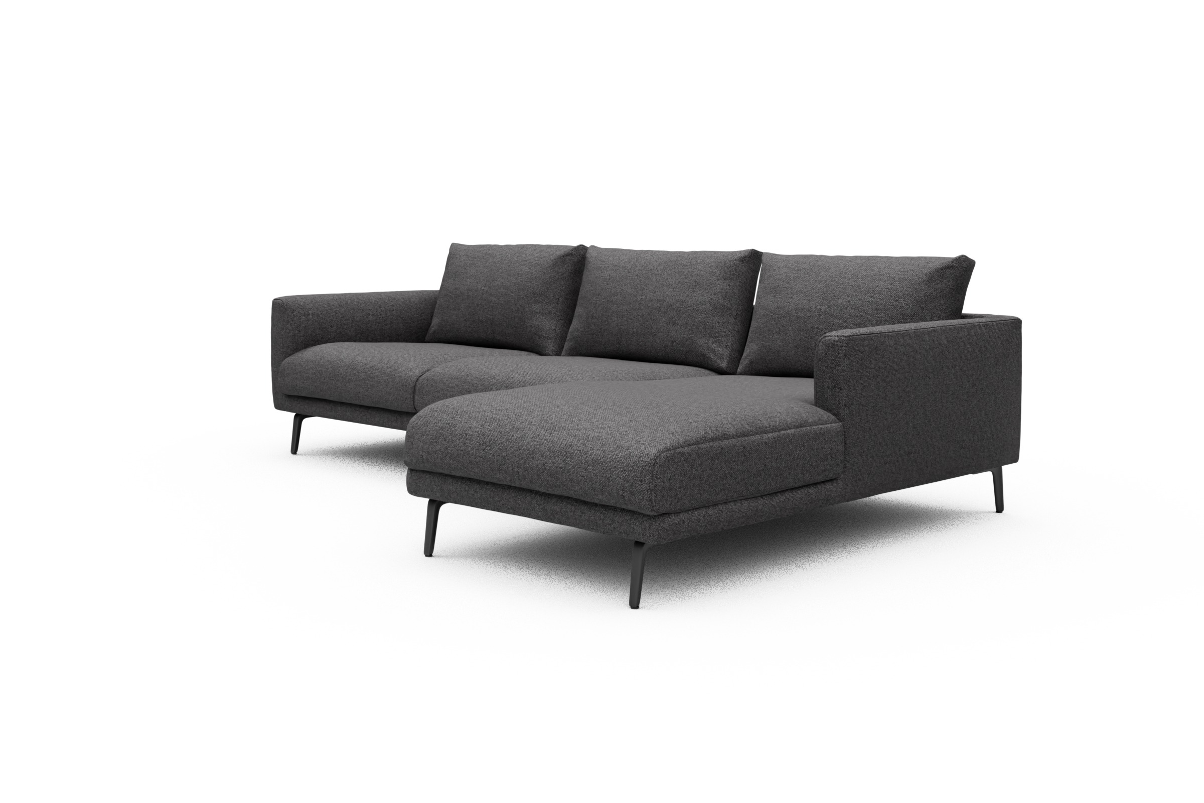 Ecksofa Karl Chaiselongue rechts mit 2,5-Sitzer Sama-Antracite