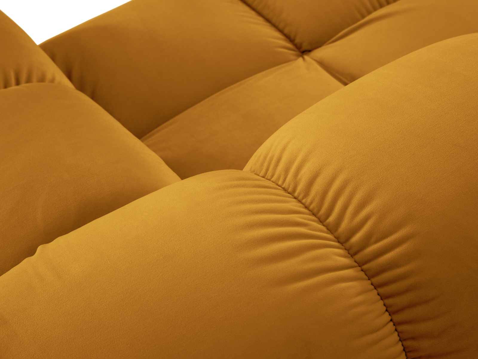 Micadoni Modulares Sofa Bellis 3-Sitzer mit flachem Modul Samt Bluvel Gelb