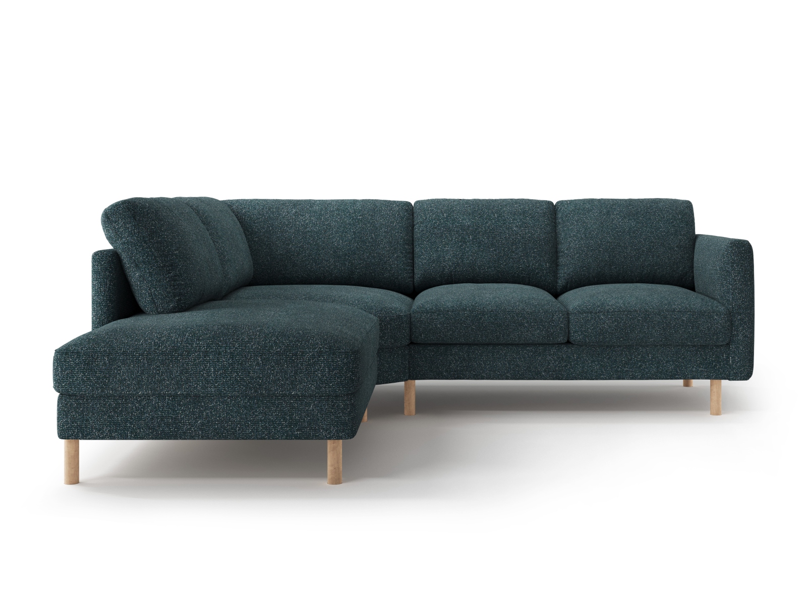 Micadoni Symmetrisches Ecksofa Eden 4-Sitzer Links Strukturierter Stoff Grün Blau Melange