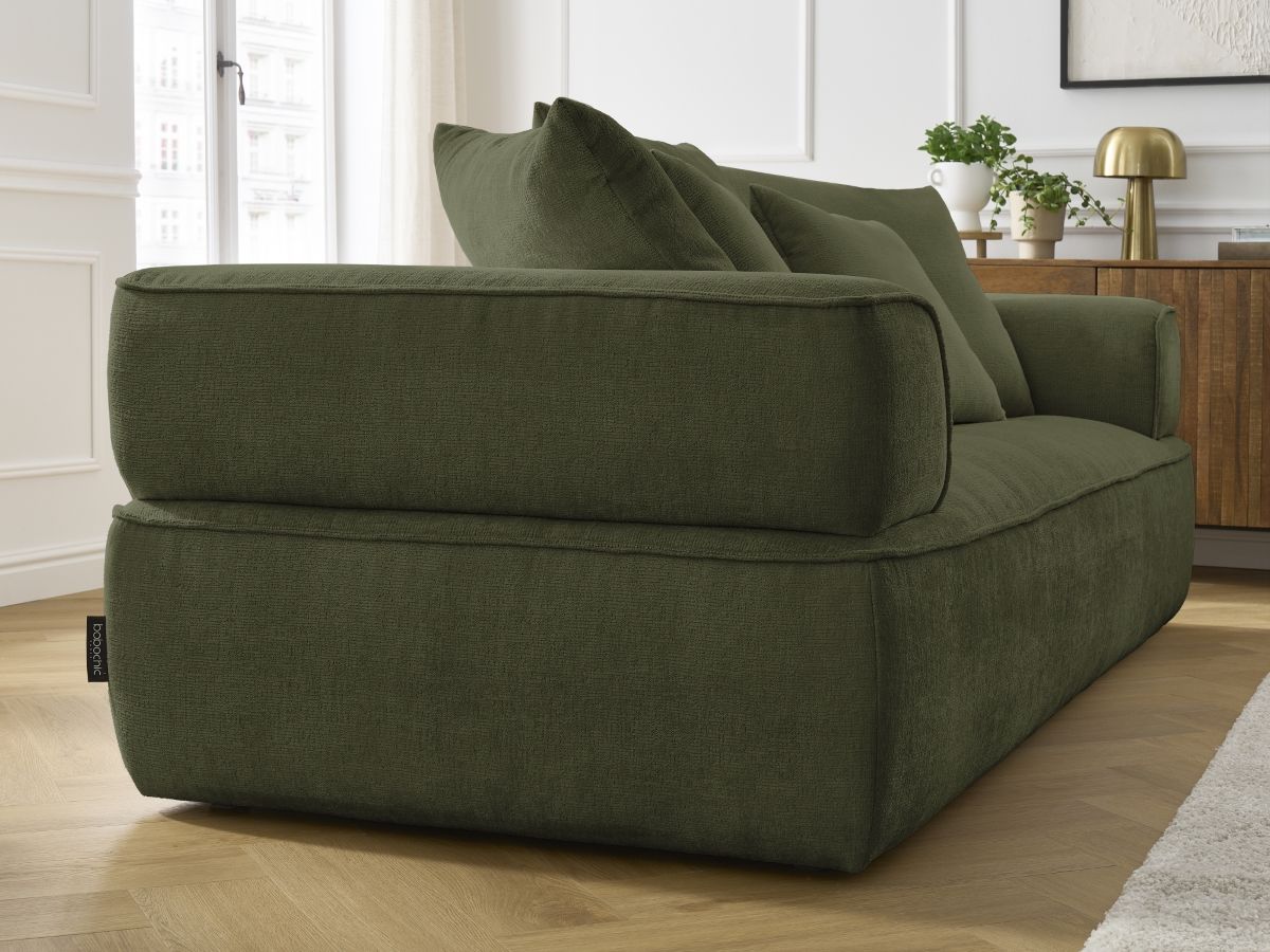 Bobochic Whesley Sofa 3-Sitzer Stoff Dunkelgrün