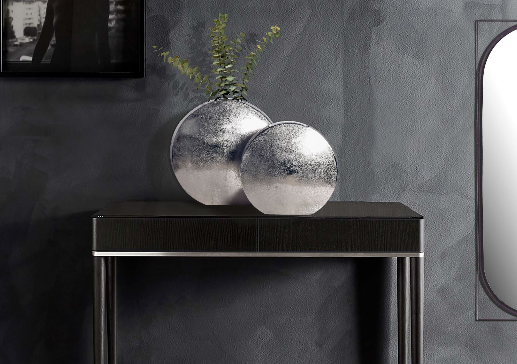 Tischvase Saltnes Aluminium Silber Ø 35 × H 34 cm