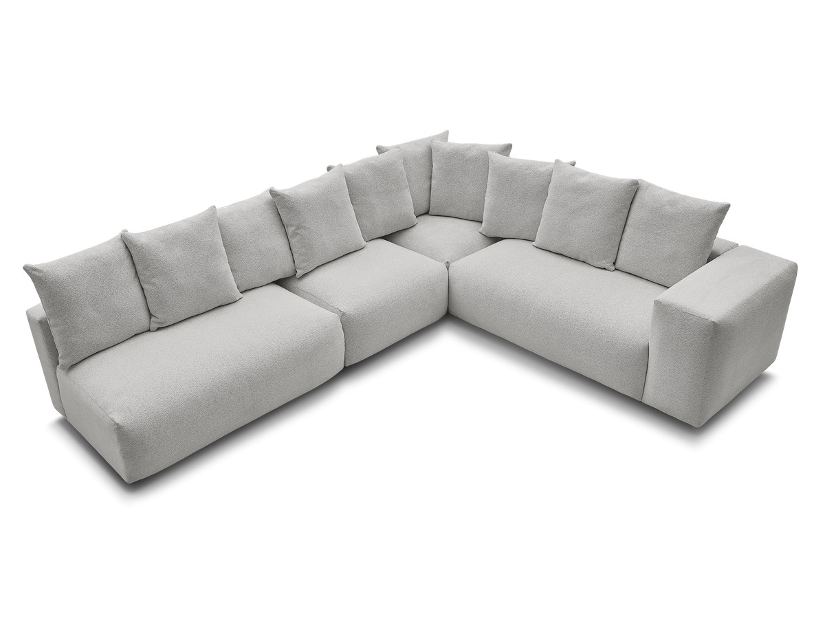 Bobochic Voltaire Ecksofa 322 × 268 cm Melange-Stoff Hellgrau Ecke rechts