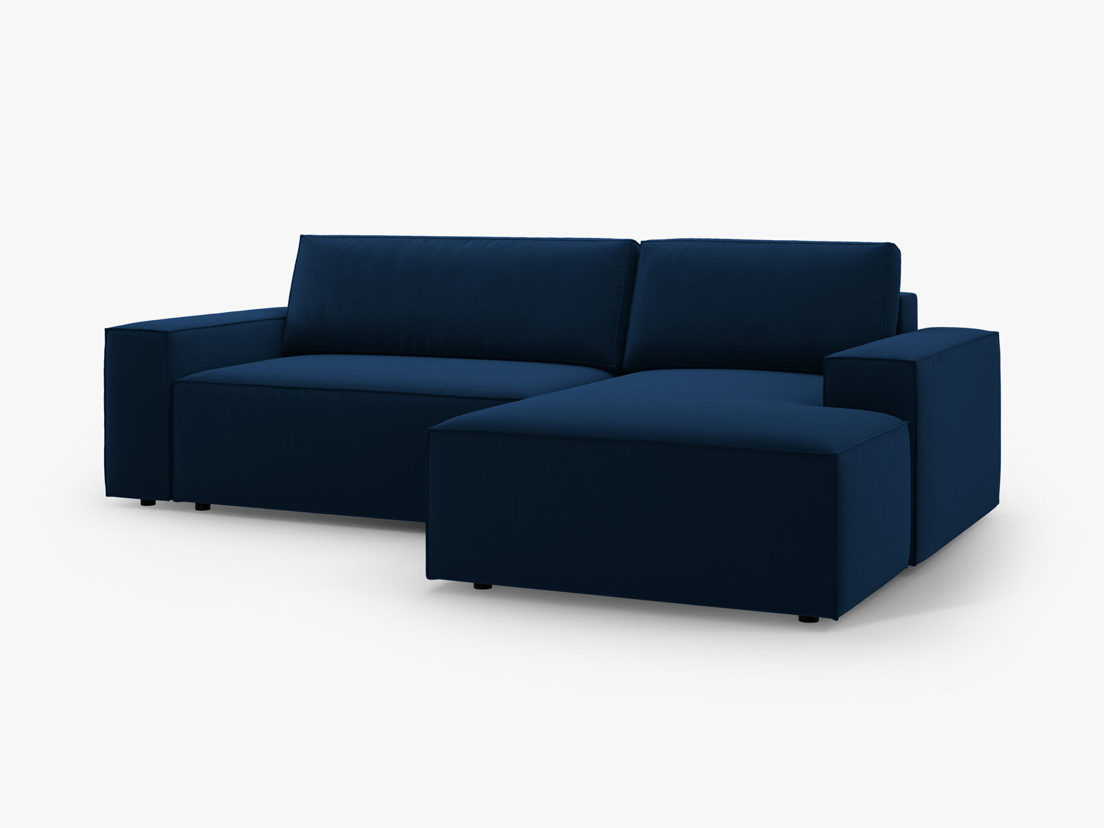 Micadoni Schlaf-Ecksofa Jodie 3-Sitzer Rechts Samt Königsblau