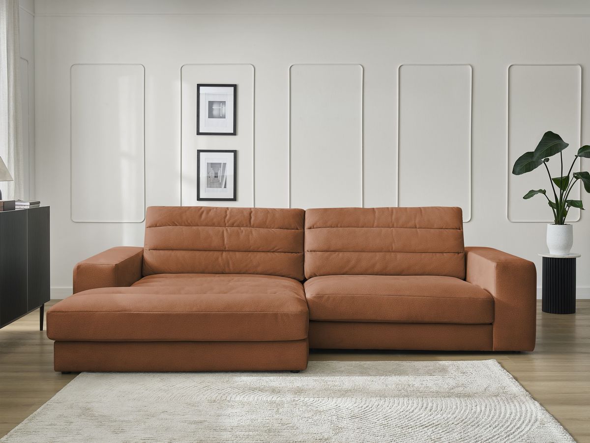 Bobochic Sierra Ecksofa Samt Orange Ecke links
