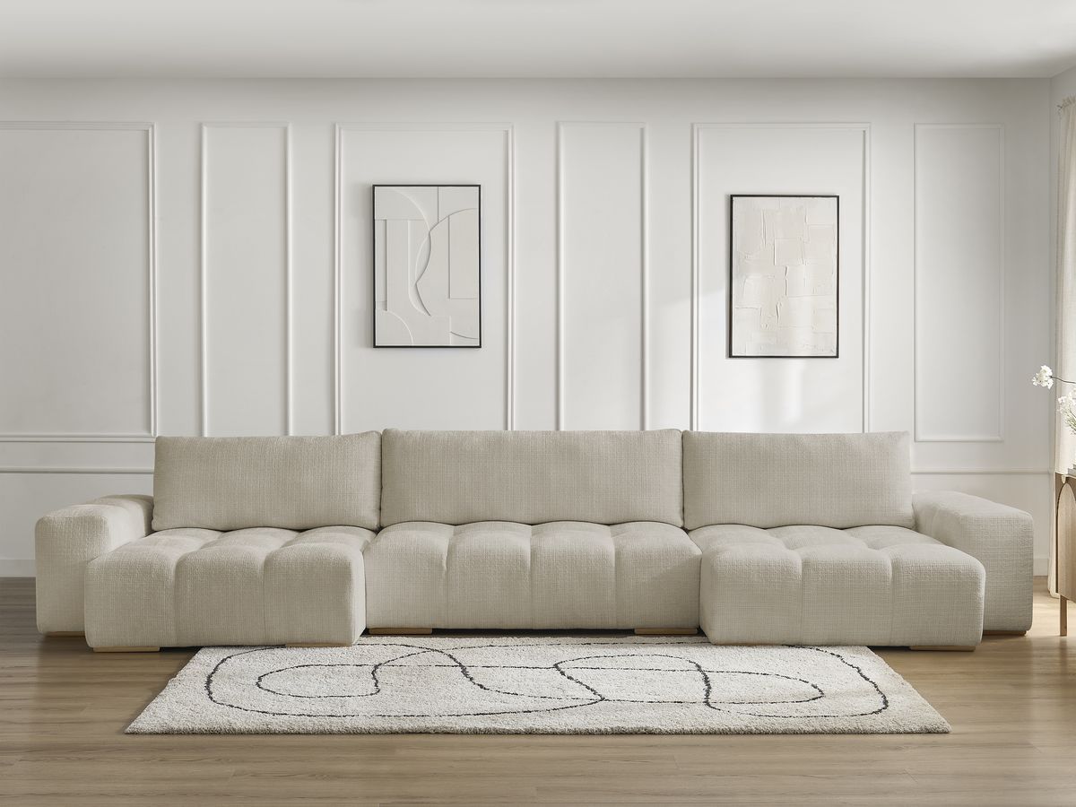 Bobochic Anakin Wohnlandschaft, 3 Kissen Strukturstoff Beige