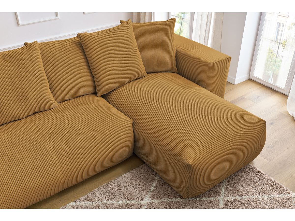 Bobochic Voltaire Wohnlandschaft mit Pouf 356 × 214 cm Cordsamt Gelb Ecke rechts