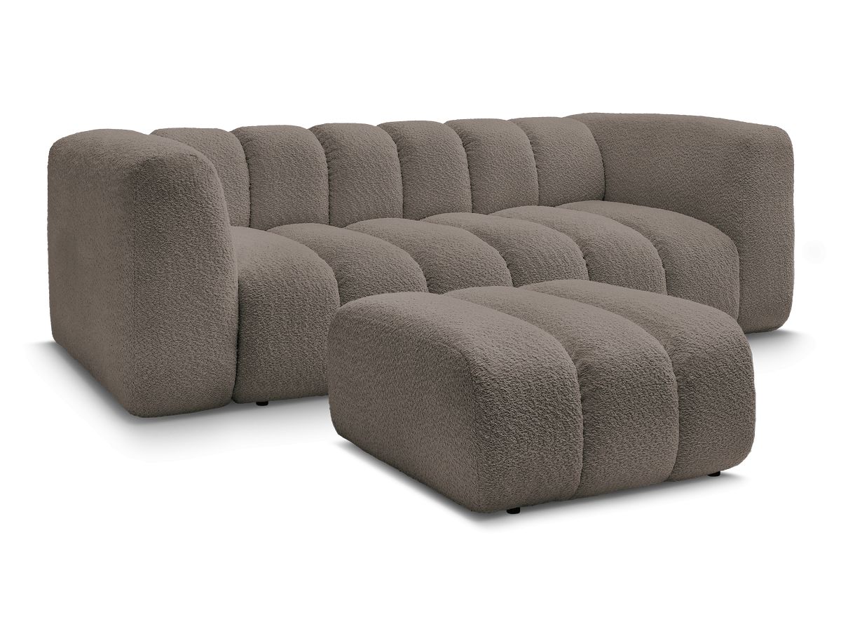 Bobochic Talia Sofa 3-Sitzer mit Pouf Bouclé-Stoff Braun