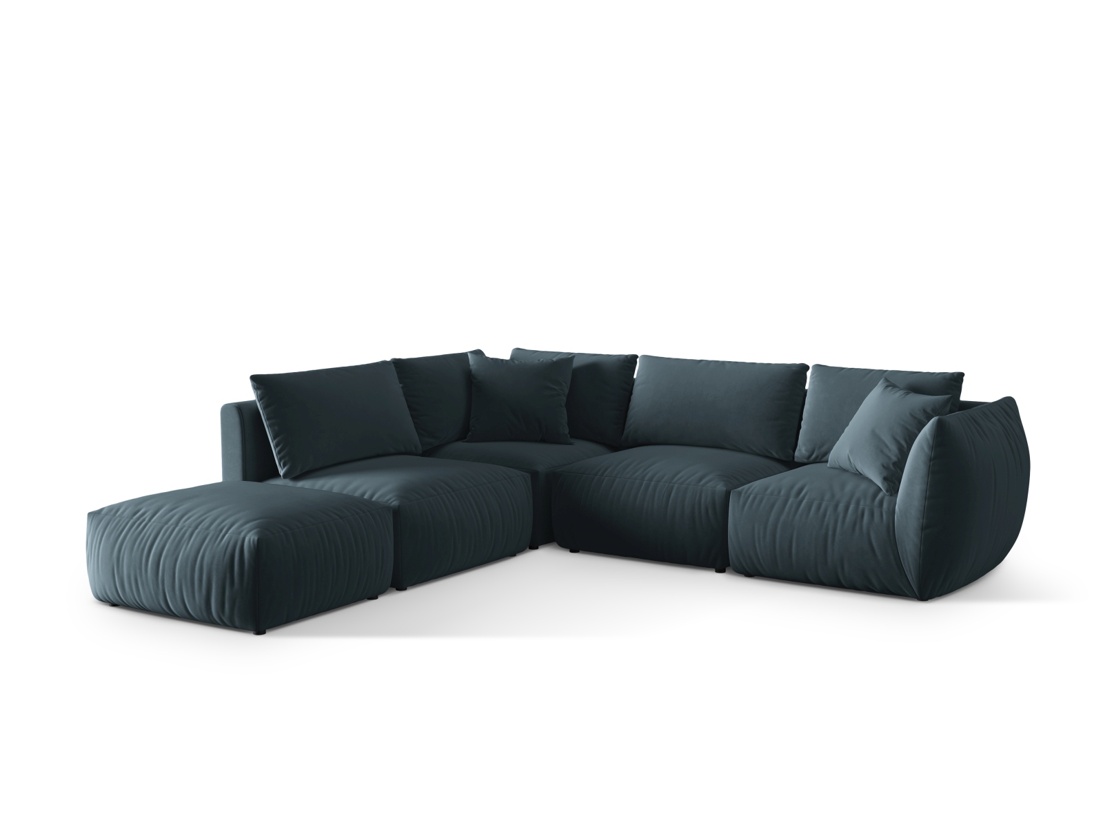 Micadoni Modulares Ecksofa Chris 4-Sitzer Links Samt Pastellblau